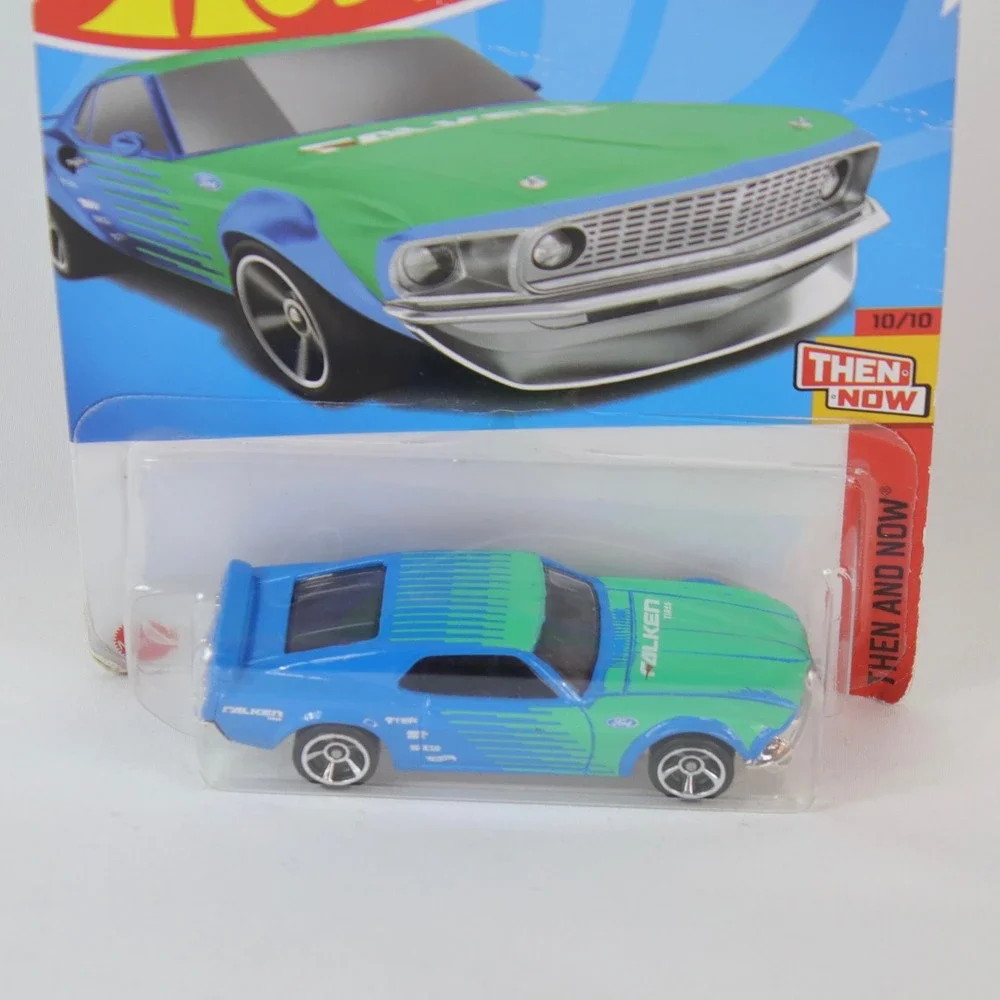 Hot Wheels Blue & Green '69 Ford Mustang Boss 302 Toy Car - NEW